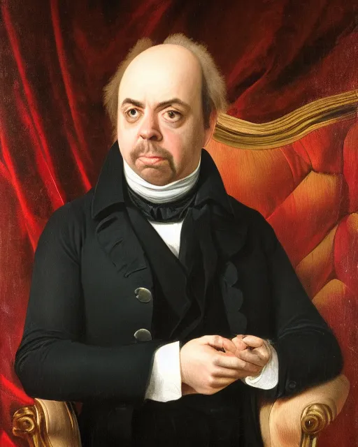 Image similar to upper body portrait of paul giamatti! as united states president john quincy adams, 1 8 2 7, paul giamatti, official portrait, oil on canvas by anton otto fischer, trending on artstation