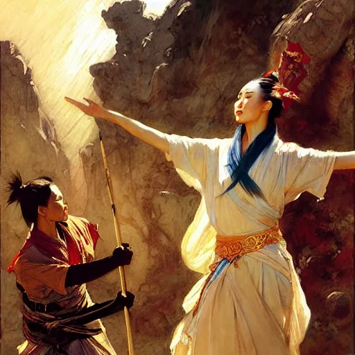 Image similar to wuxia, painting by gaston bussiere, craig mullins, j. c. leyendecker