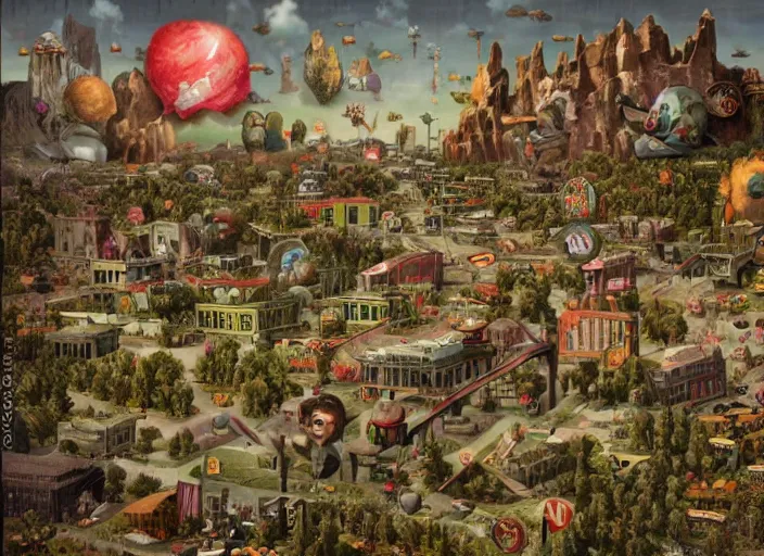 Prompt: the war multiverse, lowbrow, matte painting, 3 - d highly detailed, in the style of mark ryden,