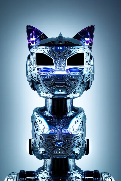 Image similar to detailed photo of the half - cybernetic robocat, symmetry, awesome exposition, very detailed, highly accurate, intricate, professional lighting diffracted lightrays, 8 k, sense of awe, science magazine cover