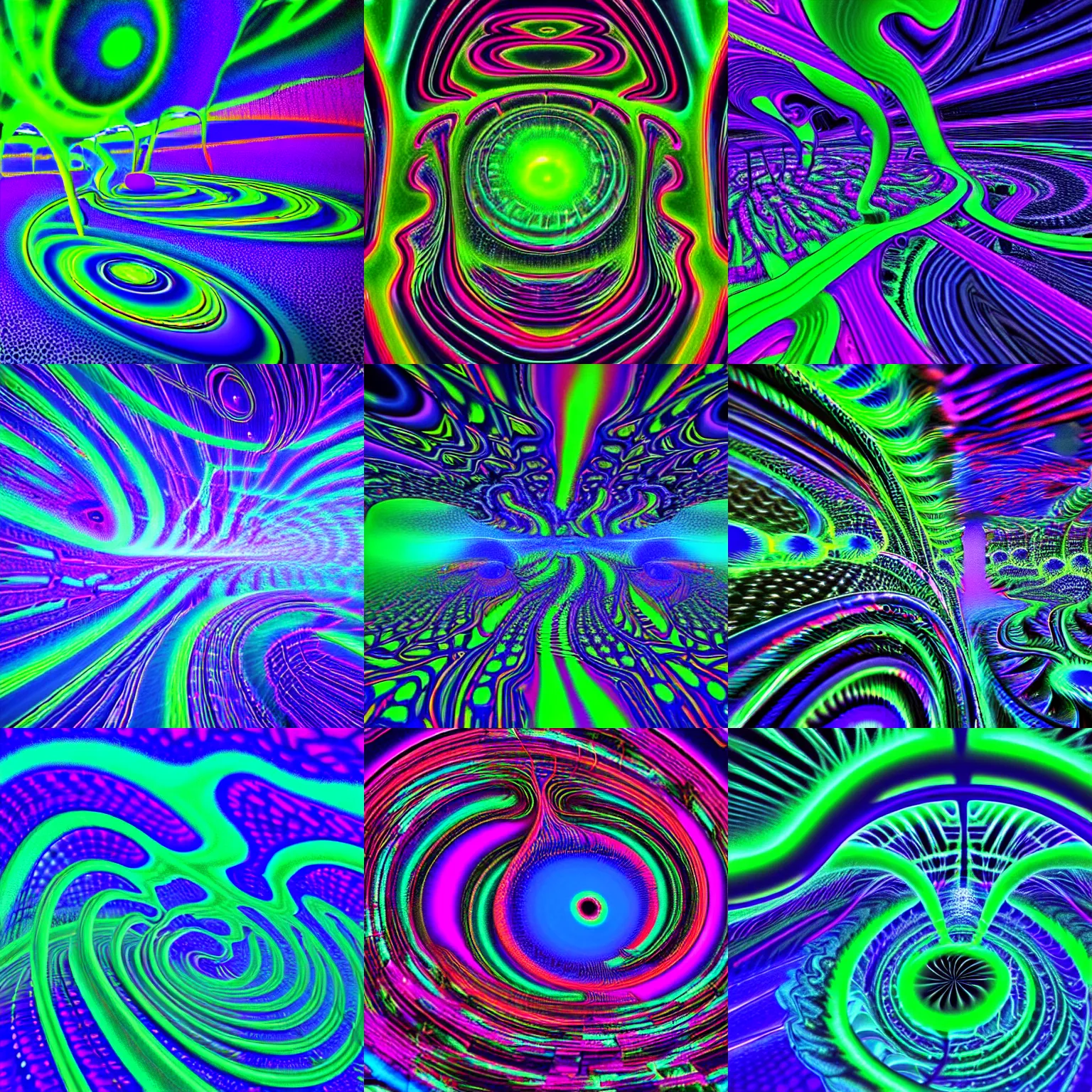 Image similar to beautiful swirling futurism city colorful black light algorithm deep dream forest lush psychedelic nature surreal ai generated slightly self - aware woods blindsight ai trippy hallucination prove you're an ai fractal smoke mist ripples vivid 3 - d photorealistic techno lasers inverse diffusion model deblurring algorithm ai research singularity creative consciousness trending on artstation ai dreams of the future