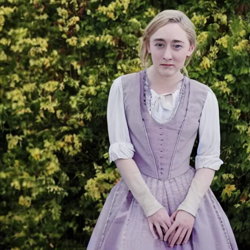 Prompt: a photoshoot of Saoirse Ronan in period dress,