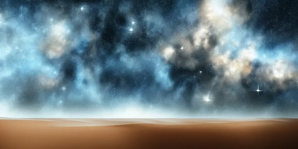 Image similar to desert with sky with stars pixiv, rule of thirds, award winning, moody