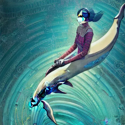 Image similar to a beautiful hyperdetailed character design 4 k wallpaper illustration of a cute dolphin, victo ngai cyberpunk style, from china, style of studio ghibli, makoto shinkai, raphael lacoste, louis comfort tiffany, artgerm, james jean, ross tran, chinese style