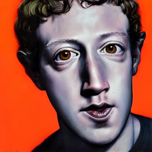 Prompt: mark zuckerberg holding a flower by h.r. giger, horror