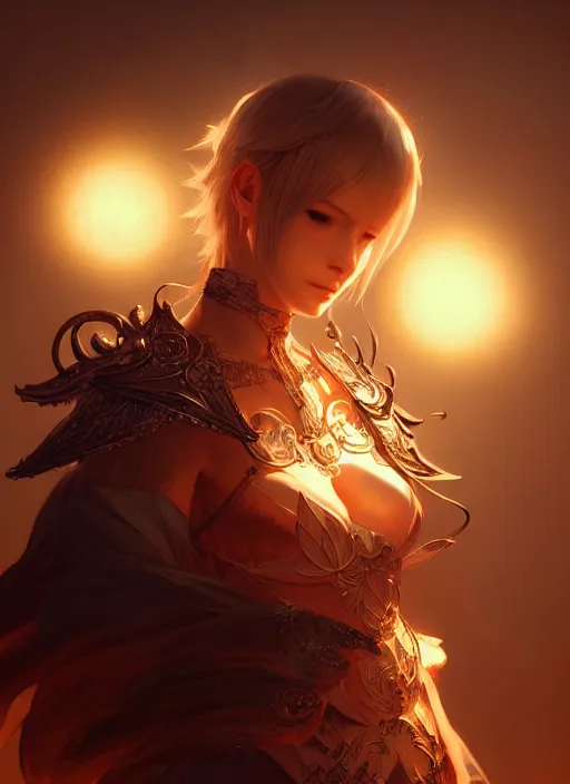 Prompt: portrait of final fantasy xiv, intricate, elegant, glowing lights, highly detailed, digital painting, artstation, concept art, smooth, sharp focus, illustration, art by wlop, mars ravelo and greg rutkowski