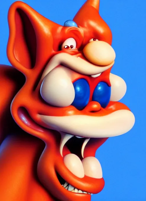 Prompt: ren and stimpy wax sculptures, hyper realistic, extreme detail, 8 k, meryl streep, life - sized