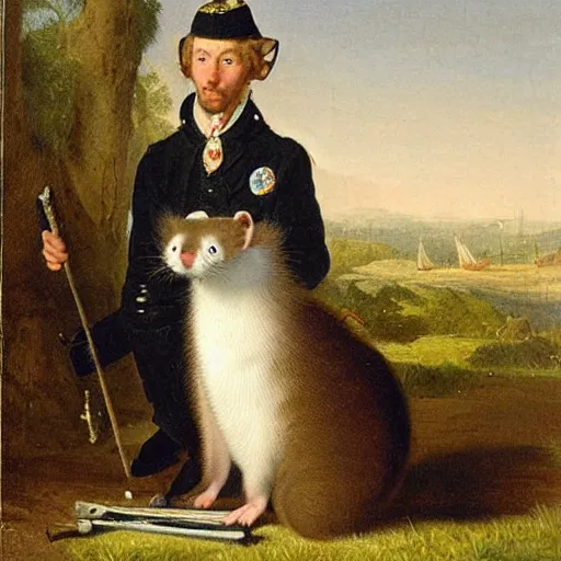 Image similar to Ferret in a general outfit, painted by Jan Willem Pieneman