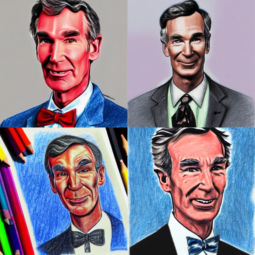 a crayon drawing of bill nye Stable Diffusion OpenArt