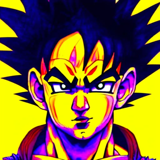 Prompt: An extremely psychedelic portrait of Goku, surreal, LSD, face, detailed, intricate, elegant, lithe, highly detailed, digital painting, artstation, concept art, smooth, sharp focus, illustration