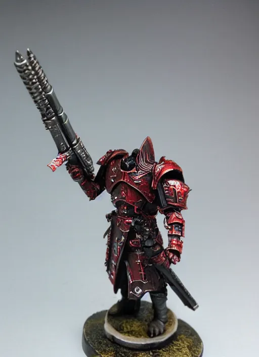 Image similar to 8 0 mm resin detailed miniature of a warhammer 4 0 k sauron, bloody, laser gun, product introduction photos, 4 k, full body,