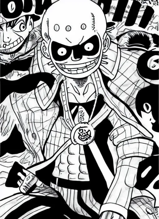 Prompt: jason statham as character in one piece manga, sketch by eiichiro oda