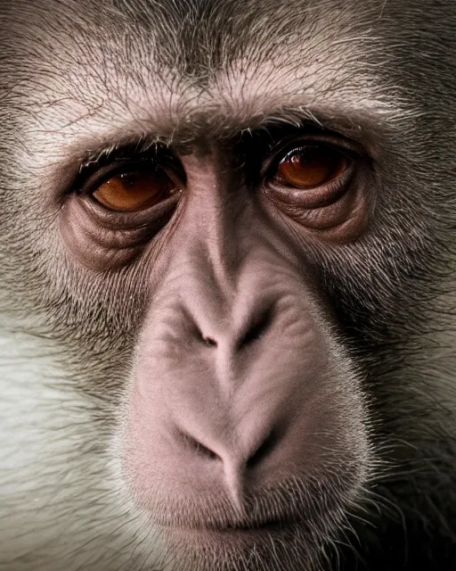 Prompt: Robert de Niro as a monkey; bokeh, 90mm, f/1.4