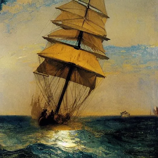 Image similar to Caravel by Winslow Homer, by J.M.W Turner