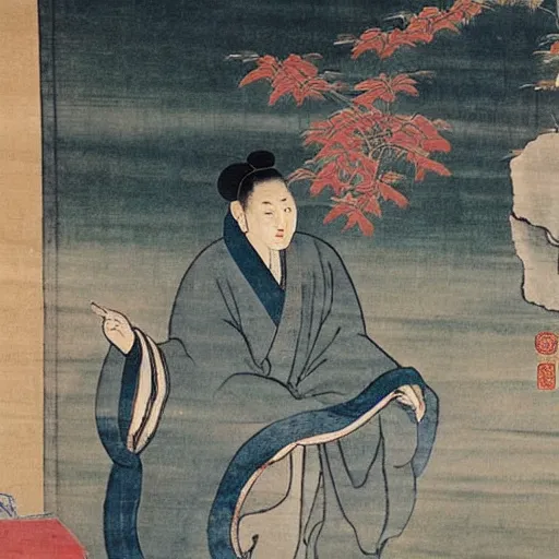 Image similar to ancient chinese painting of jordan peterson