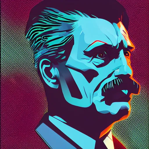 Prompt: cyberpunk joseph stalin, sharp lines, digital, artstation, colored in