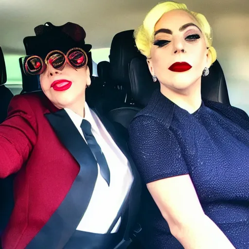 Image similar to lady gaga and judy garland carpool karaoke