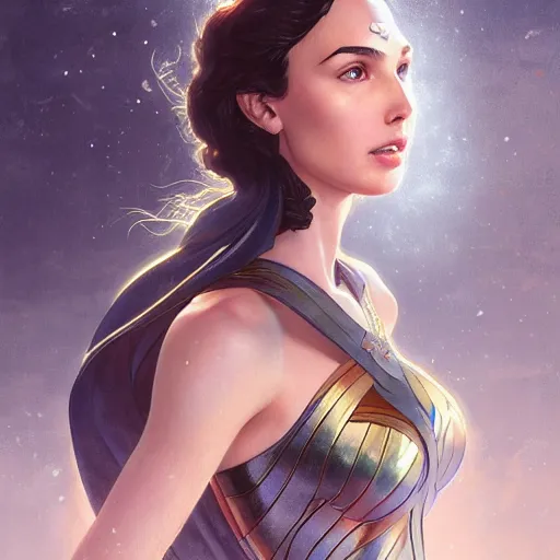 Image similar to ultra realistic illustration, gal gadot as damsel in distress anime, intricate, elegant, highly detailed, digital painting, artstation, concept art, smooth, sharp focus, illustration, art by artgerm and greg rutkowski and alphonse mucha and wlop