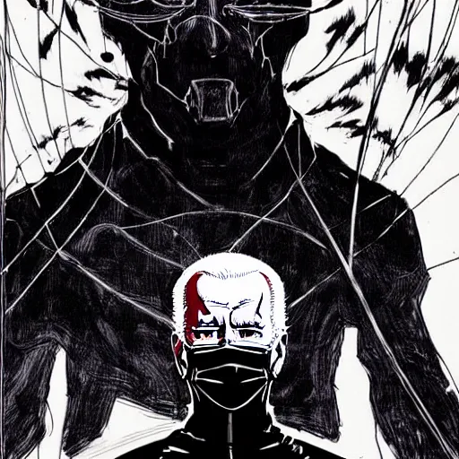 Image similar to Joe Biden looking sinister, by Tsutomu Nihei, highly detailed