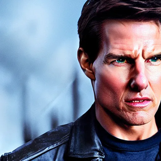 Image similar to film still of tom cruise as the terminator in terminator 8 ( 2 0 2 3 )