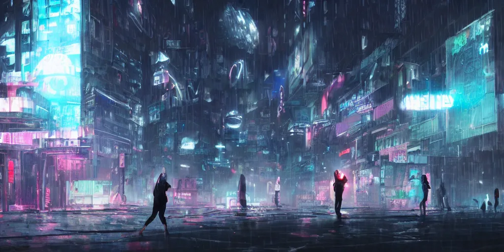 Image similar to cinematic shots of teenagers with tech clothing and hoods and futuristic gas masks making parkour on a dystopian city, neon lights, sci - fi, night lights, rain and haze, concept art, intricate, in the style of katsuhiro otomo, akira, unreal engine