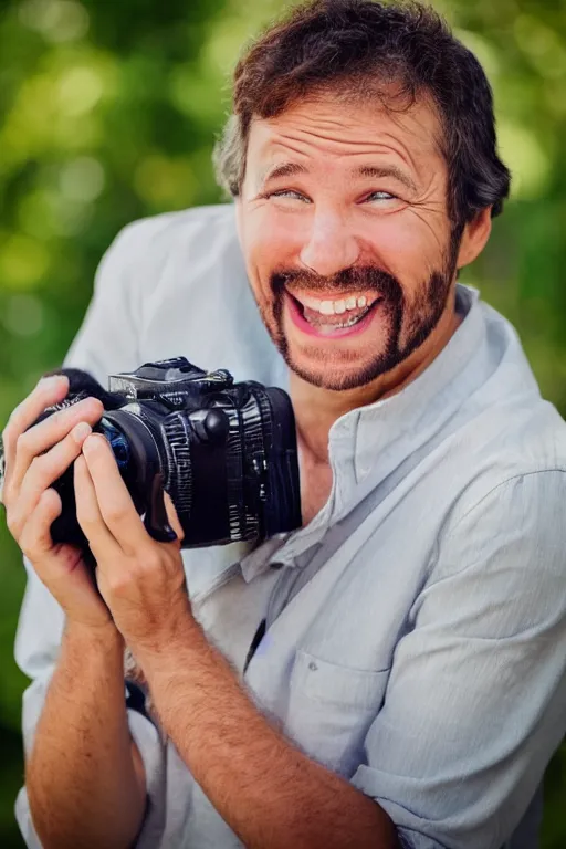 Image similar to happiest man in the world, wide grin, photograph portrait
