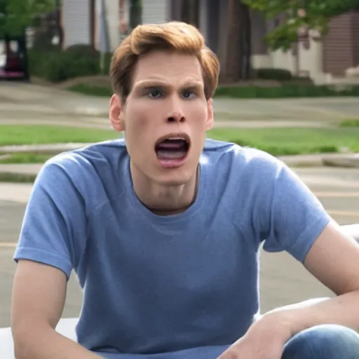 Prompt: Live Action Still of Jerma in Back to School, real life, hyperrealistic, ultra realistic, realistic, highly detailed, epic, HD quality, 8k resolution, body and headshot, film still