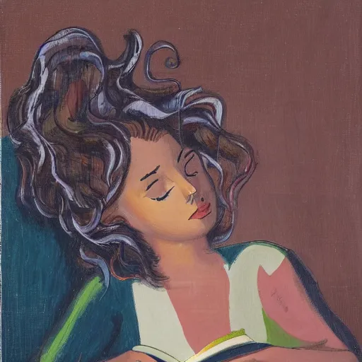 Prompt: a girl reading book, hair flowing down, contrast, dramatic, by Noel Coypel