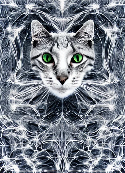 Image similar to a silver fractal cat