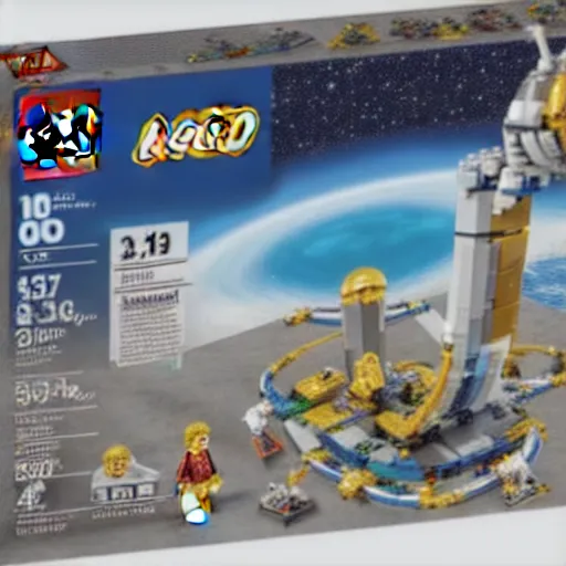 Prompt: a box art of a lego set about flat earth