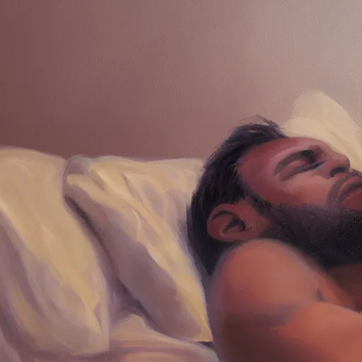 Image similar to a man dreaming about how great he is, 4 k, painting