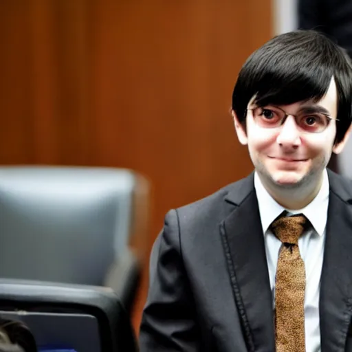 Prompt: cute looking martin shkreli at his trial, cosplaying a girl with cat ears, wearing nekomimi