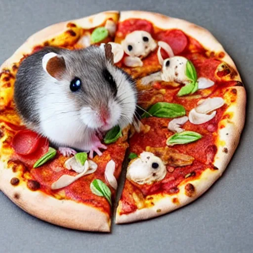 Image similar to hamster eating a pizza