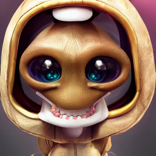 Image similar to portait of a cute alien with king costume, au naturel, hyper detailed, digital art, trending in artstation, behance, deviantart, cinematic lighting, studio quality, smooth render, unreal engine 5 rendered, octane rendered, art style by pixar and dreamworks and warner bros and disney and riot