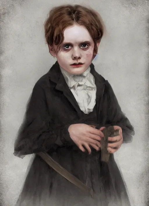 Prompt: portrait of an evil victorian child, digital art, trending on artstation