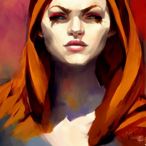 Image similar to greg manchess portrait painting of ginger beautiful princess as dragon age character, medium shot, asymmetrical, profile picture, organic painting, sunny day, matte painting, bold shapes, hard edges, street art, trending on artstation, by nick thornborrow