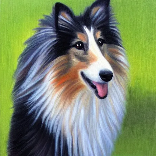 Image similar to a painting of a shetland sheepdog by Patrice muricano