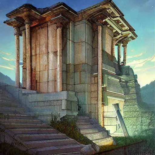 Prompt: STAR TREK house night time architecture designed in ancient Greece, (SFW) safe for work, photo realistic illustration by greg rutkowski, thomas kindkade, alphonse mucha, loish, norman rockwell