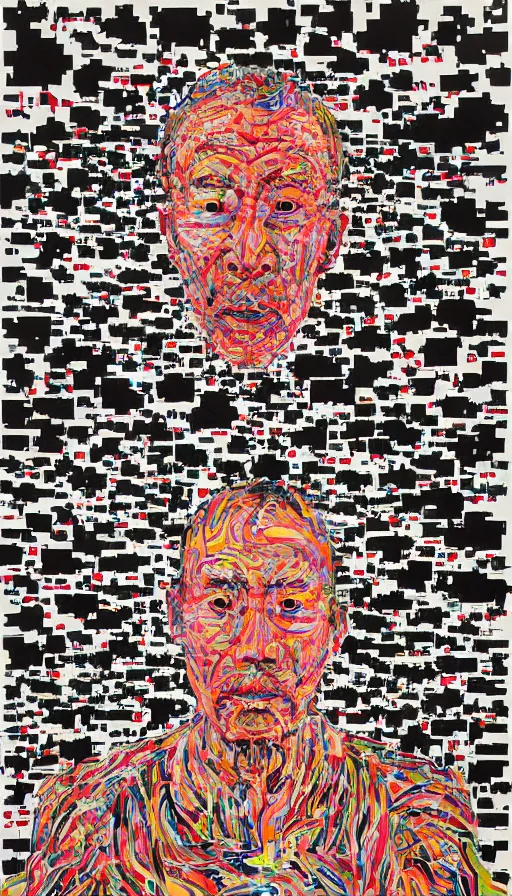 Prompt: portrait of a digital shaman, by zeng fanzhi