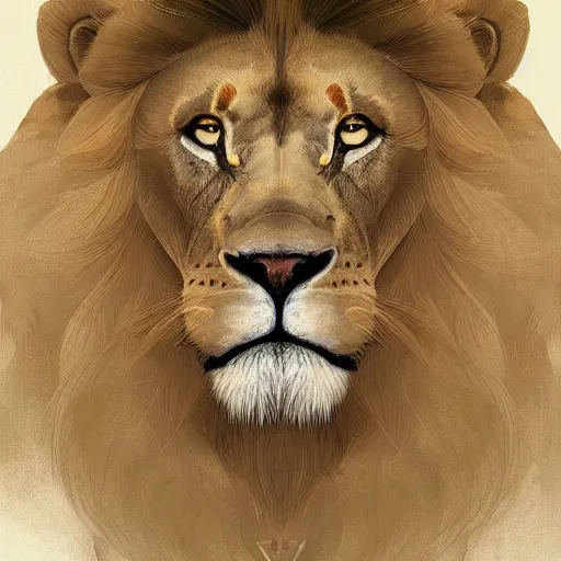 Prompt: a detailed lion portrait, zodiac sign, by victo ngai and greg rutkowski, digital art, realistic painting, very detailed, trending on artstation
