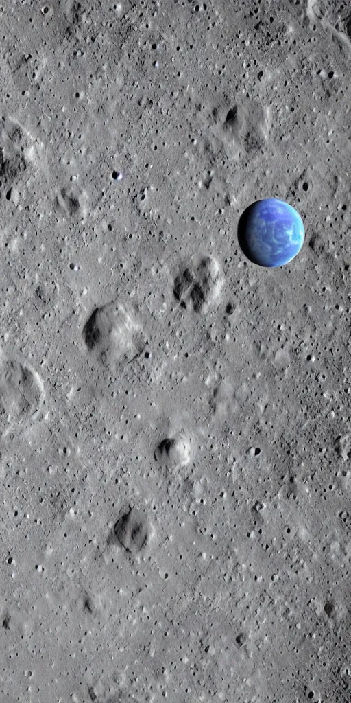 Prompt: wide - angle view from the surface of the moon to the earth, professional photo, highly detailed, very beautiful, 4 k