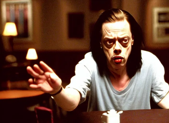 Image similar to steve buscemi in a still from the movie The Room (2003)