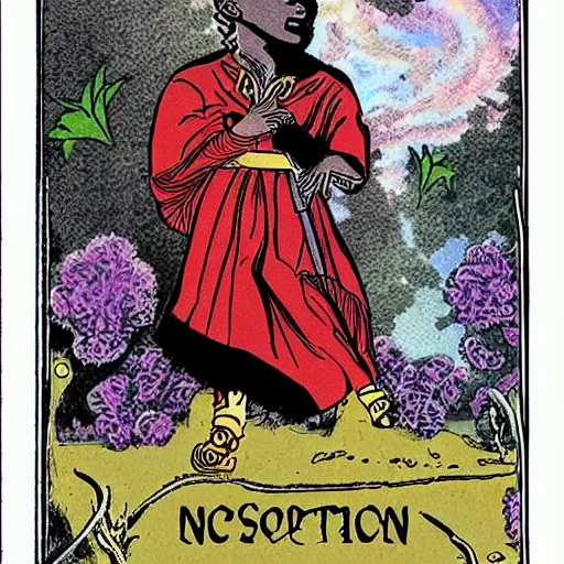 Prompt: alternative tarot card for stimulating active imagination for the purpose of introspection - n 9