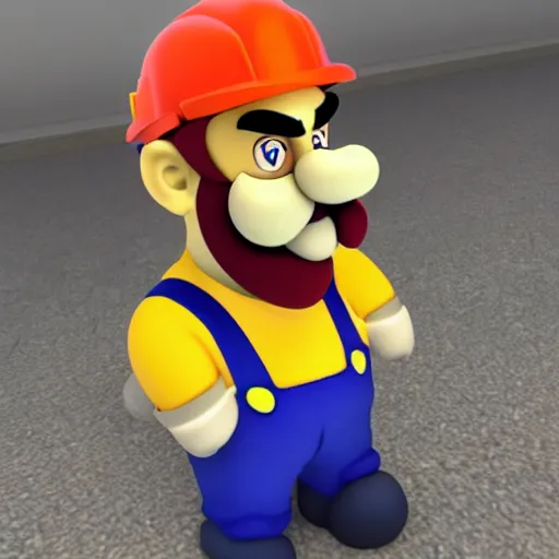 Prompt: realistic wario working at a construction site