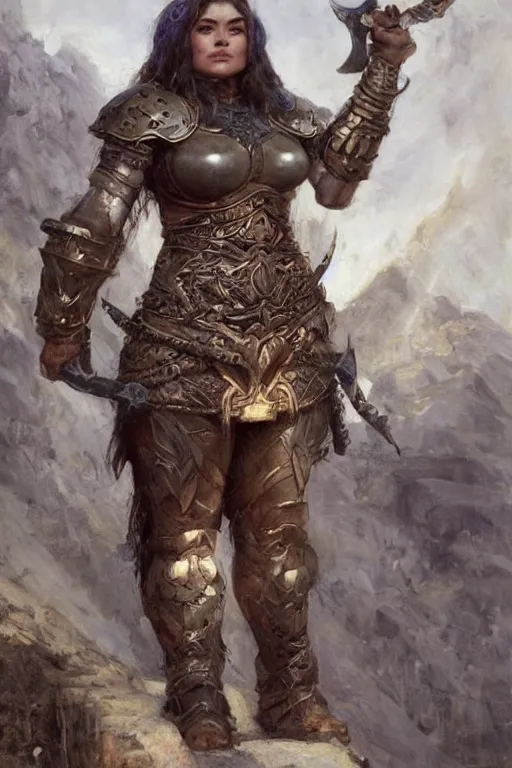 Image similar to a dwarven female warrior, by Edgar Maxence and Ross Tran and Michael Whelan