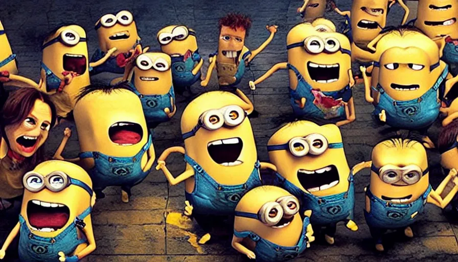 Prompt: fight club!!!!, fight club!!!! ((((the minions)))), movie still