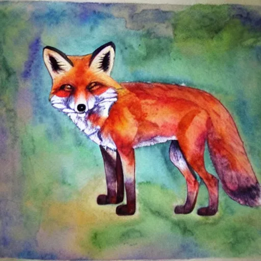 Image similar to fox, watercolor, psychedelic