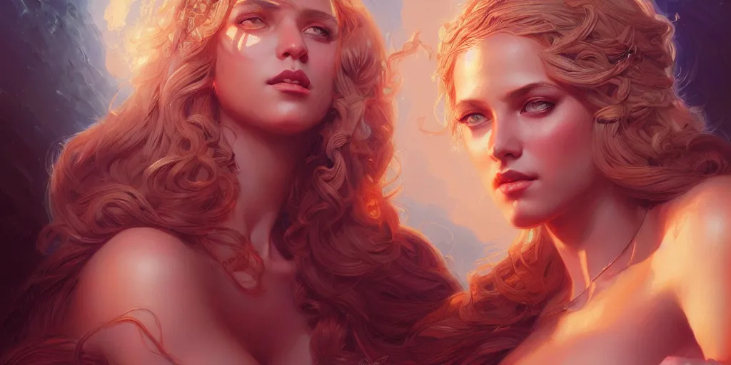 Image similar to portrait of a seductive and powerful aphrodite, detailed intricate illustration, detailed illustration, hd, 4 k, digital art, overdetailed art, by greg rutkowski, by loish, complementing colors, trending on artstation, deviantart