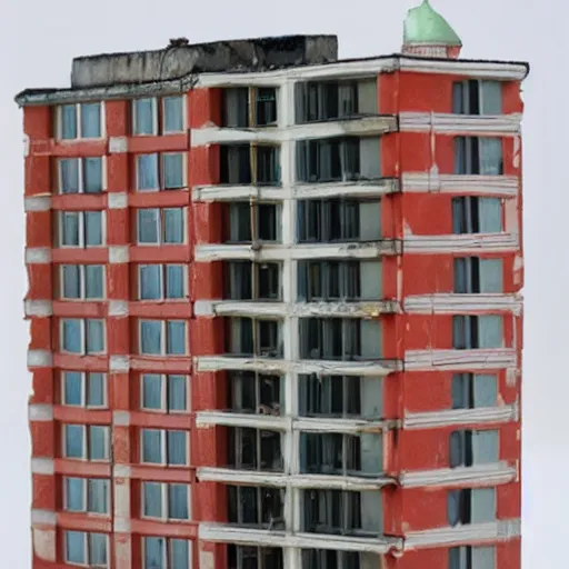 Image similar to figurine of soviet apartment building