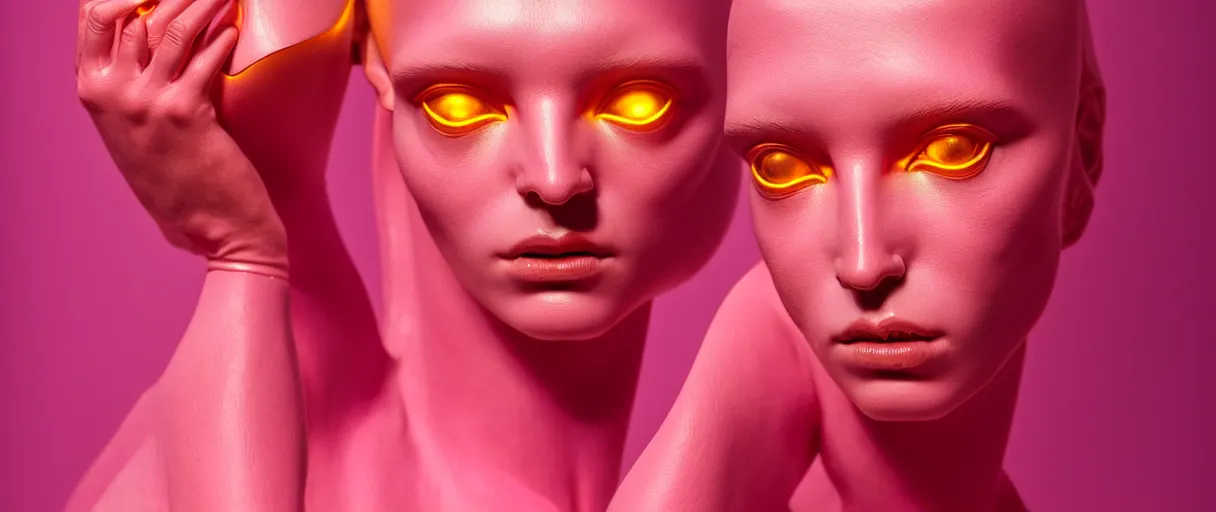 Image similar to hyperrealist highly detailed neo-baroque pink exoskeleton goddess concept art pascal blanche key sage dramatic yellow lighting 8k wide angle shallow depth of field